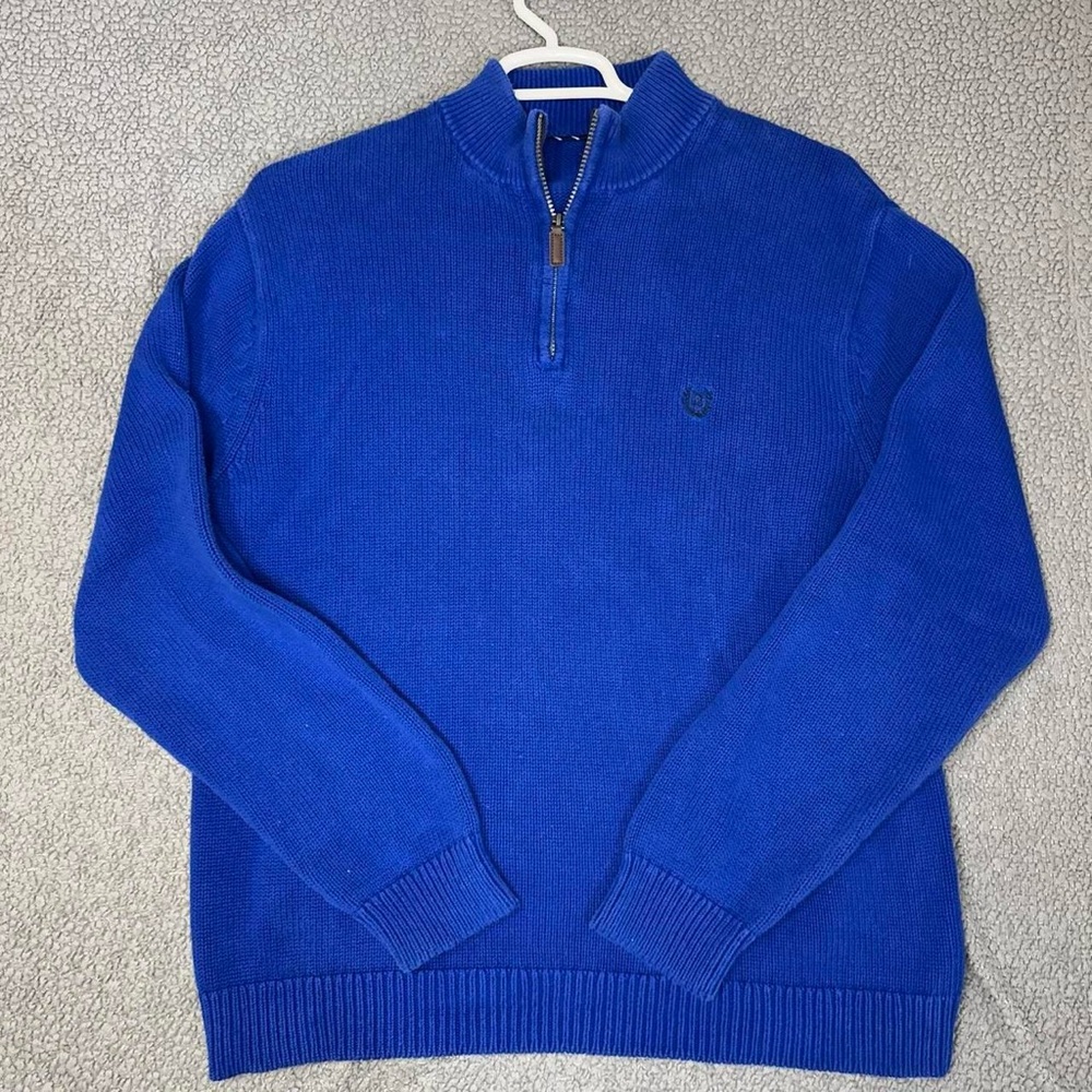 Vintage Chaps Knitted Sweater Half Zip Blue Size Xl